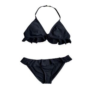 Gorgeous Ralph Lauren Black Ruffle Bikini, sz Small
